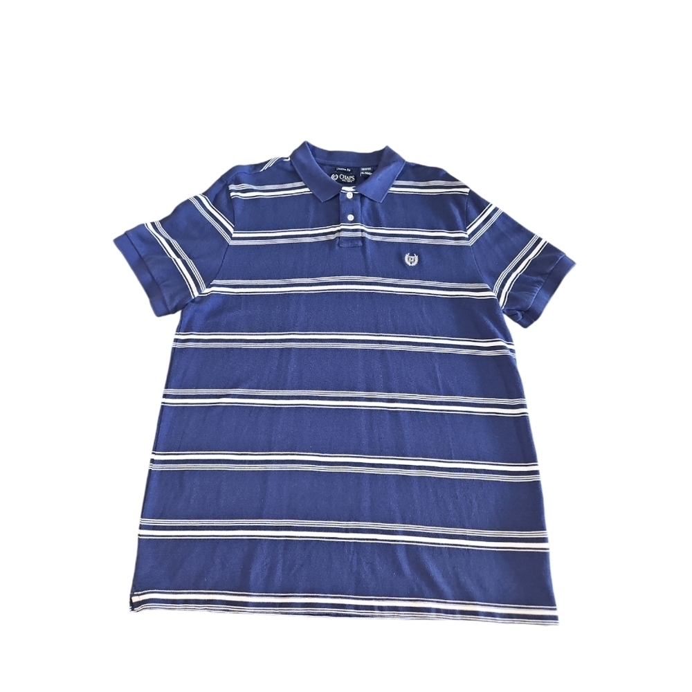 Chaps‎ Men's Custom Fit Blue Striped Polo Size XL